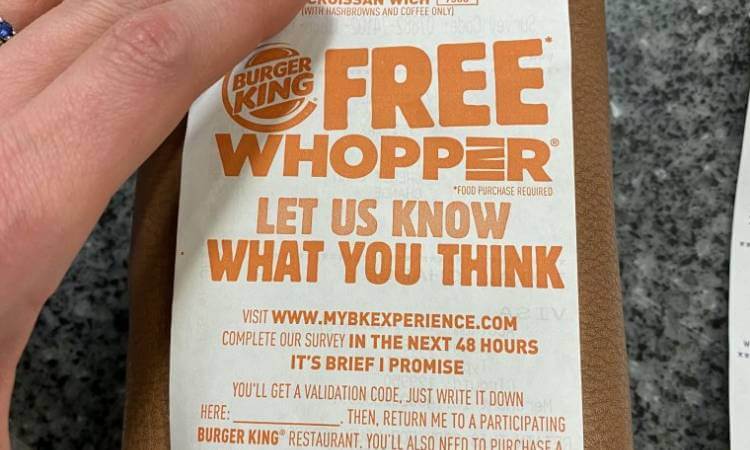 burger king free whopper survey